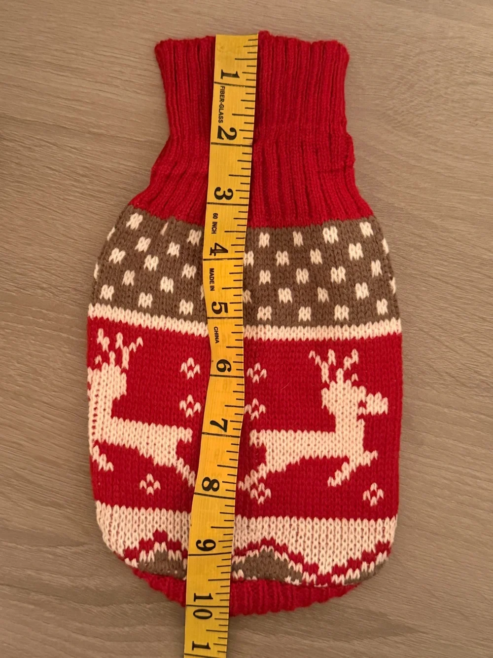 Festive Red and White Reindeer Knit Dog or Cat Pet Sweater.